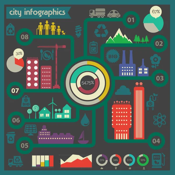 Plantilla de infografías de ciudad — Vector de stock