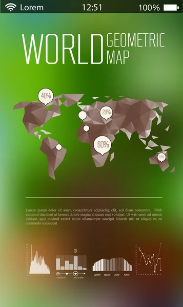 Mapa do mundo e infográficos — Vetor de Stock