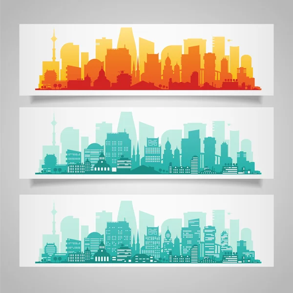 Ciudades horizonte conjunto — Archivo Imágenes Vectoriales