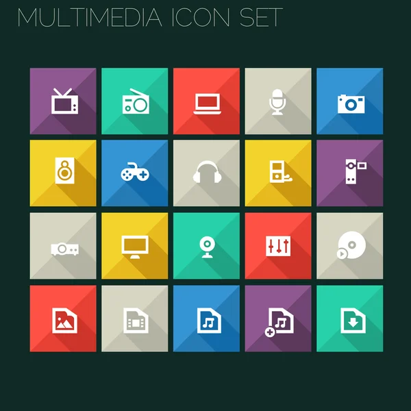 Ensemble d'icônes multimédia — Image vectorielle