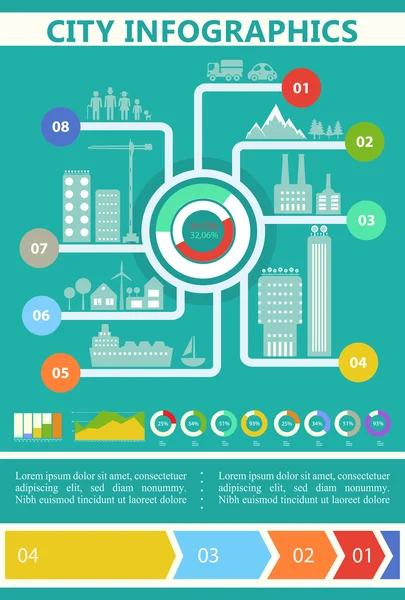 Platt eco staden infographics — Stock vektor