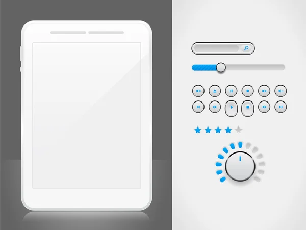 Tableta PC con interfaz de reproductor mp3 — Archivo Imágenes Vectoriales