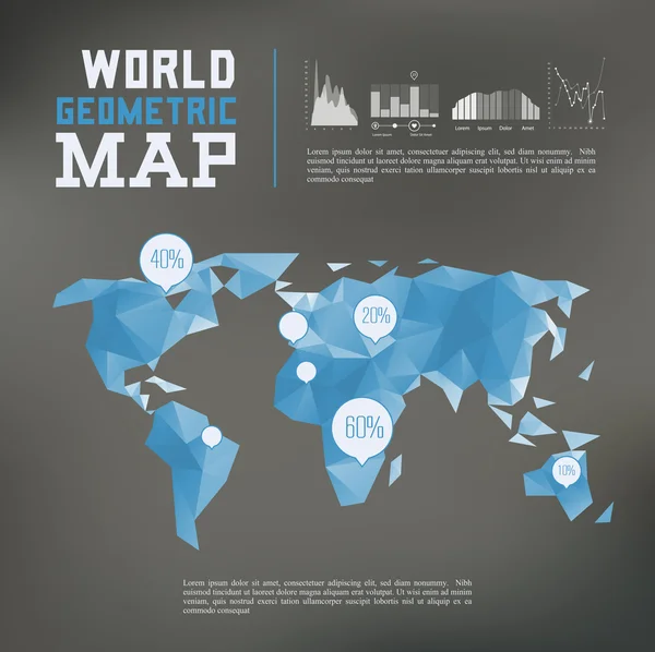 Wereldkaart en infographics — Stockvector