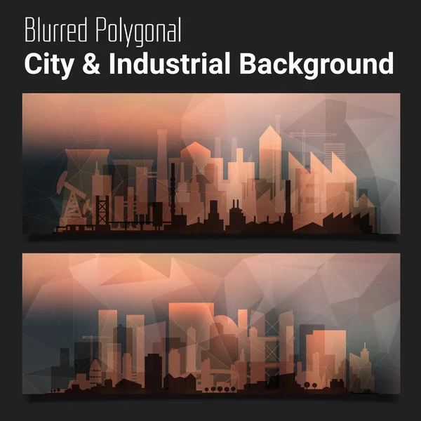 Cidade poligonal desfocada Skyline — Vetor de Stock