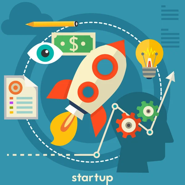 Startup Launch Concept — Stock Vector