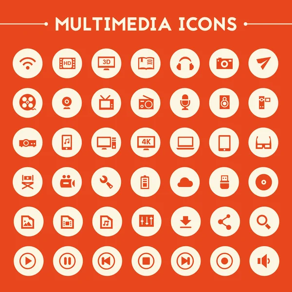 Multimedia icons set — Stock Vector