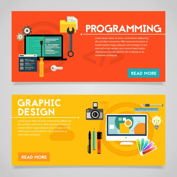 Programmering en grafisch ontwerp Banners — Stockvector