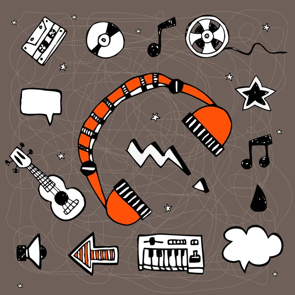 Doodle símbolos musicales — Vector de stock