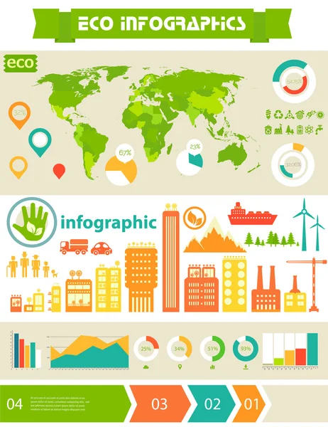 Düz Eko şehir infographics — Stok Vektör