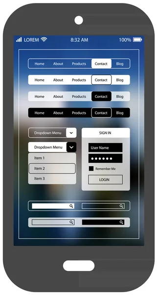 智能手机移动应用程序模板 — 图库矢量图片