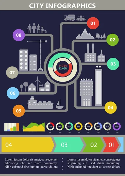 Város infographics sablon — Stock Vector
