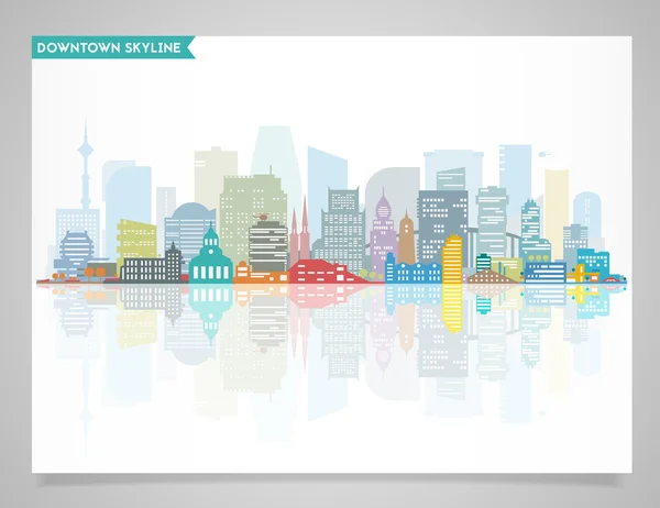 Illustratie van de skyline van Downtown — Stockvector