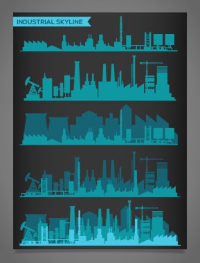 Endüstriyel şehir silueti seti