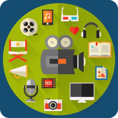 Düz tasarım Multimedya simgeler