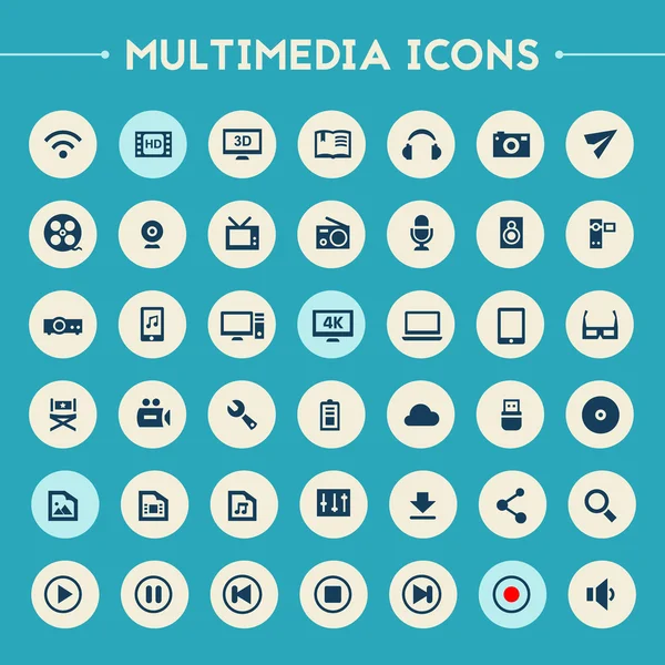 Multimedia icons set — Stock Vector