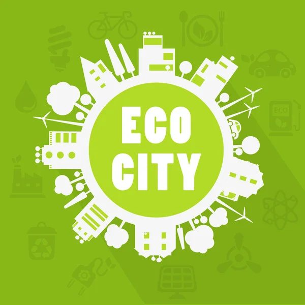 Eco staden illustration — Stock vektor