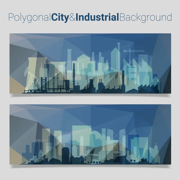 Cidade poligonal desfocada Skyline — Vetor de Stock