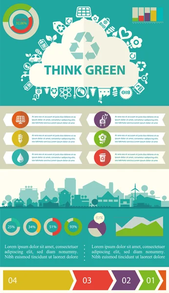 Yeşil infographics düşünüyorum — Stok Vektör