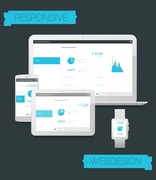 Responsivo web design conceito banner —  Vetores de Stock