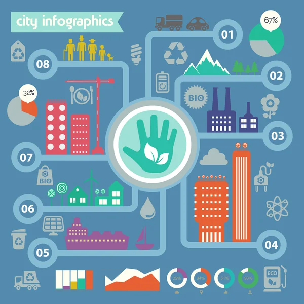 Eco city infografika — Stockový vektor