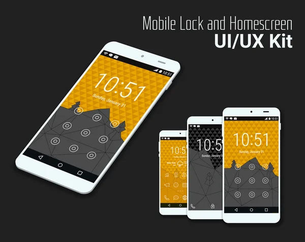 Lockscreen mobile UI smartphone — Stock Vector