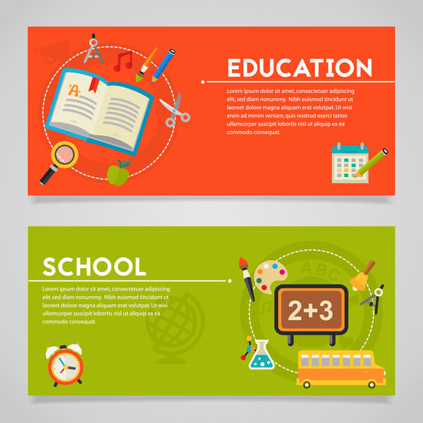 Education and E-learning Concept Banners
