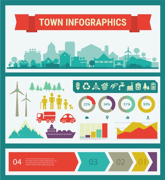 Małe miasteczko i infografiki — Wektor stockowy