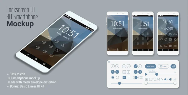 Lockscreen κινητό Ui smartphone mockup — Διανυσματικό Αρχείο