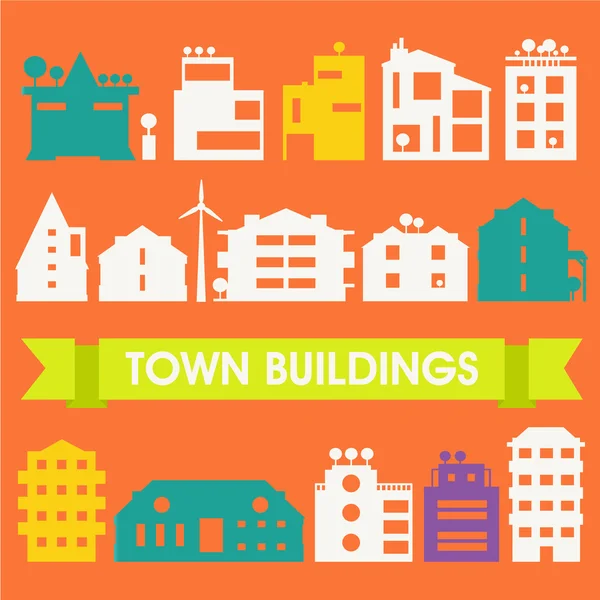 Kasaba ve şehir binaları — Stok Vektör