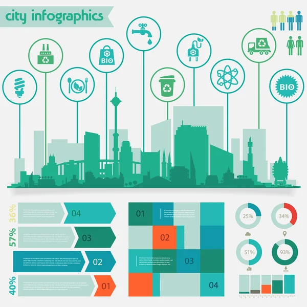 Şehir infographics şablonu — Stok Vektör