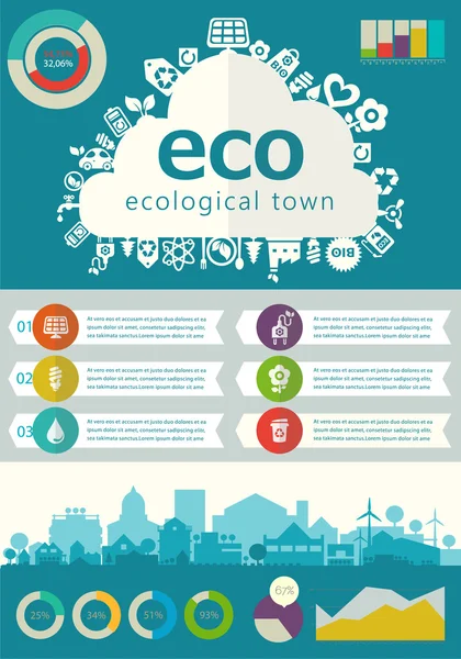 Eco ciudad infografías — Archivo Imágenes Vectoriales