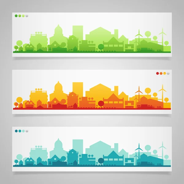 Kleine Stadt- und Dorfsilhouetten — Stockvektor