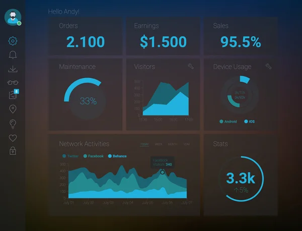 Painel de administração App —  Vetores de Stock