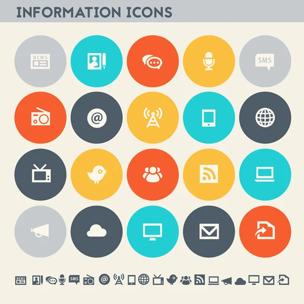 Conjunto de iconos de información. Botones planos multicolores — Vector de stock