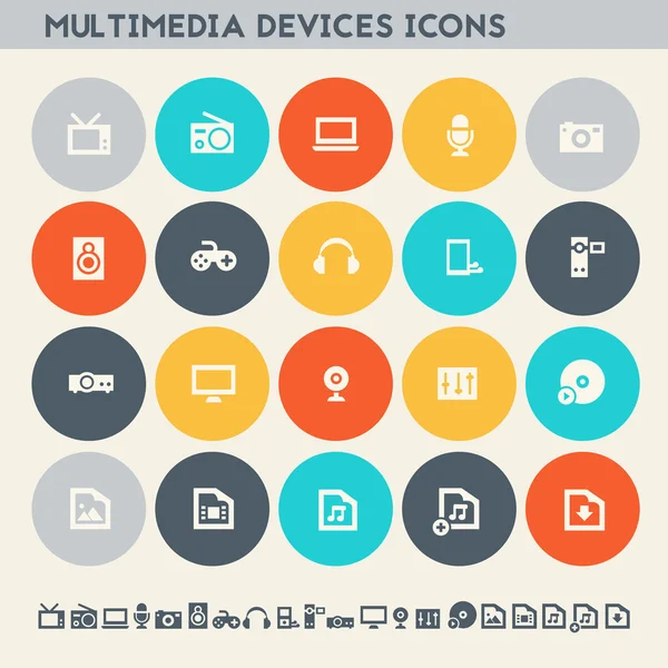 Conjunto de ícones de dispositivos multimídia — Vetor de Stock