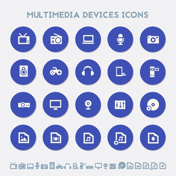 Multimediaenheter Ikonuppsättning — Stock vektor