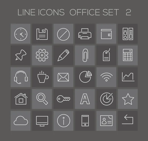 Inline Office ikony kolekce — Stockový vektor