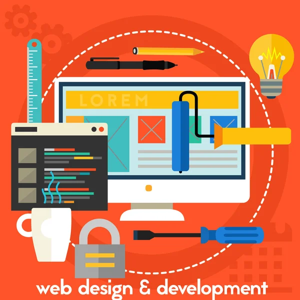 Webdesign e concetto di sviluppo — Vettoriale Stock