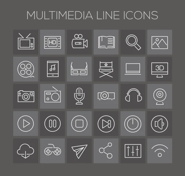 Multimedia icons on dark — Stock Vector