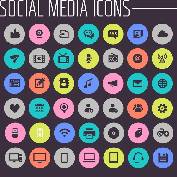 Design Plat Tendance Grand Jeu Icônes Des Médias Sociaux — Image vectorielle