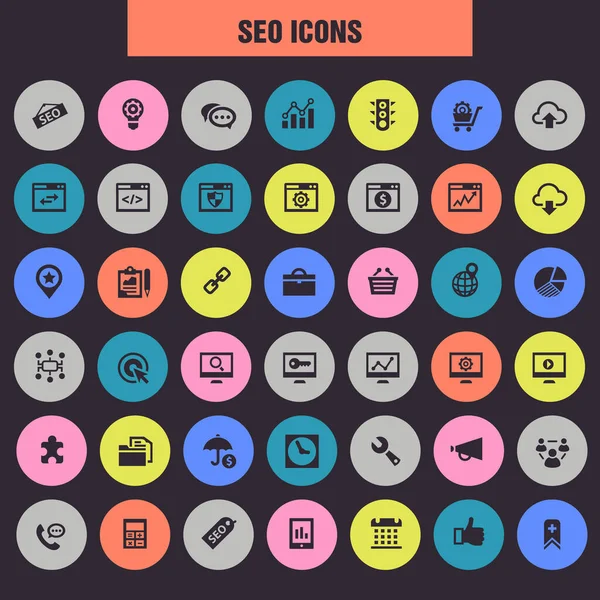 Conjunto Iconos Diseño Plano Moda Grandes Seo — Vector de stock