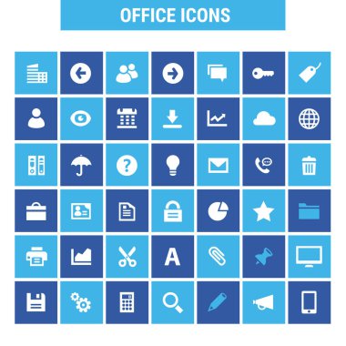 Moda düz tasarım büyük UI, UX ve Ofis simgeleri ayarlandı