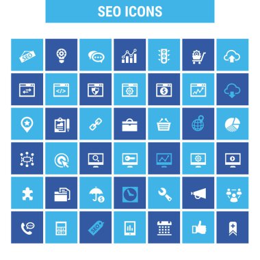 Moda düz tasarım büyük SEO simgeleri seti