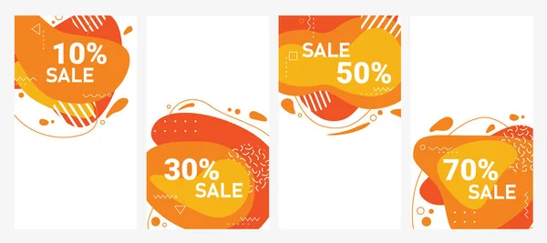 Abstract Trendy Vivid Vector Flow Amoeba Style Sale Banners — Stock Vector