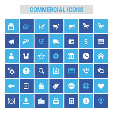 Moda düz tasarım büyük ticari simgeler seti