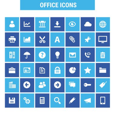 Moda düz tasarım büyük UI, UX ve Ofis simgeleri ayarlandı