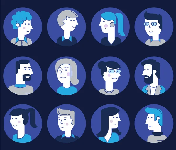 Ensemble Vectoriel Avatars Dessins Animés Matériels Personnages Pour Web — Image vectorielle