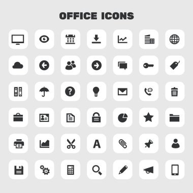 Moda düz tasarım büyük UI, UX ve Ofis simgeleri ayarlandı