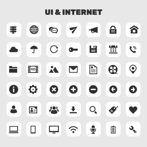 Moda Düz Tasarım Büyük Nternet Simgeleri Seti — Stok Vektör