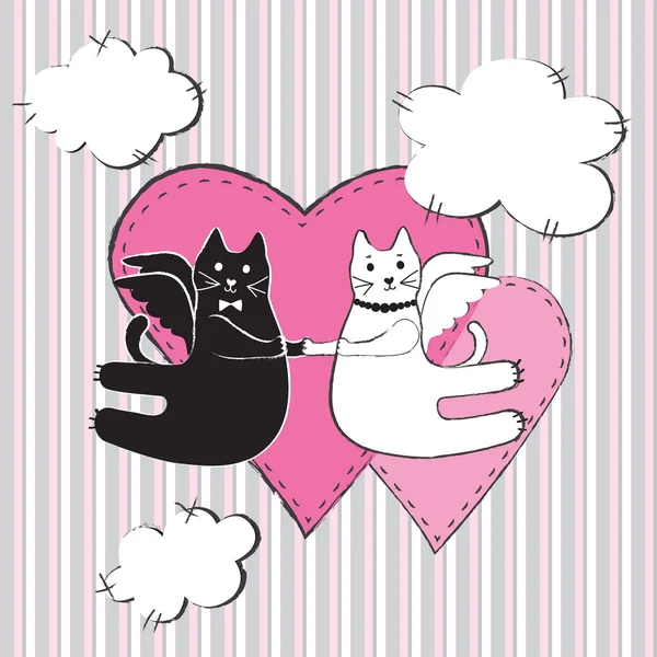 Aşık kediler — Stok Vektör